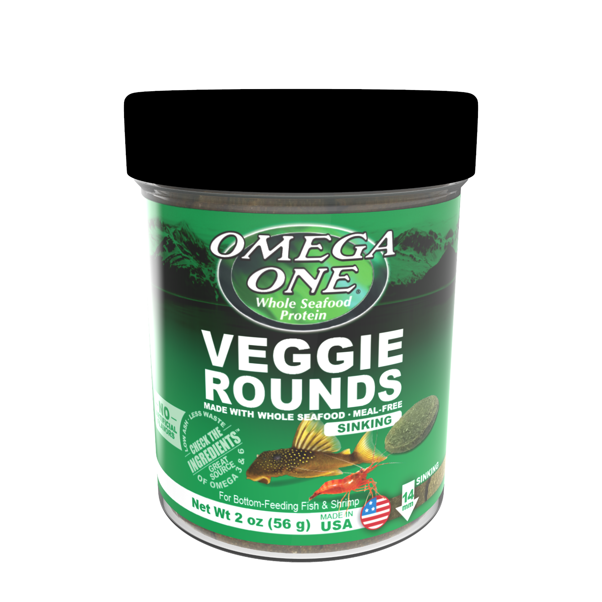 Omega One Veggie Rounds Sinking Pellet Fish Food 2 oz 698220052215