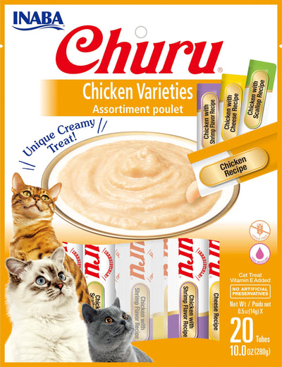 Inaba Churu Chicken Cat Treats Variety Pack .5 oz 20 Tubes {L-1} 859034