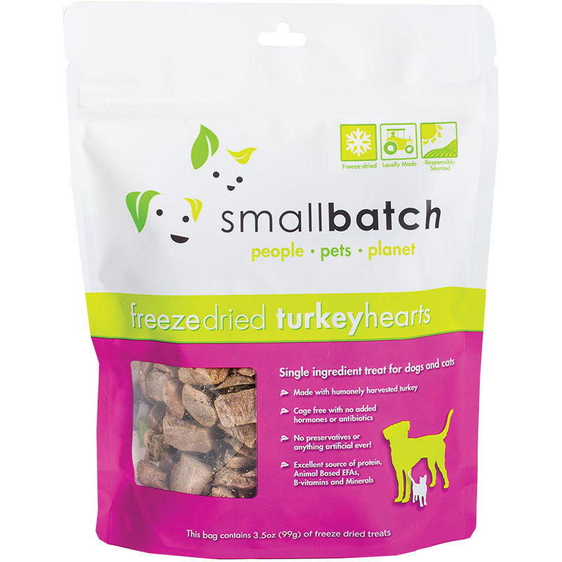 Small Batch Dog Cat Freeze Dried Turkey Hearts 3.5oz {L+x }