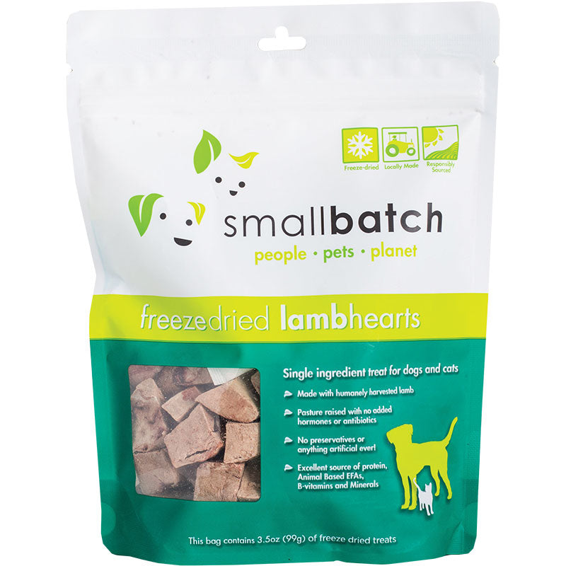 Small Batch Dog Cat Freeze Dried Lamb Hearts 3.5oz {L+x}