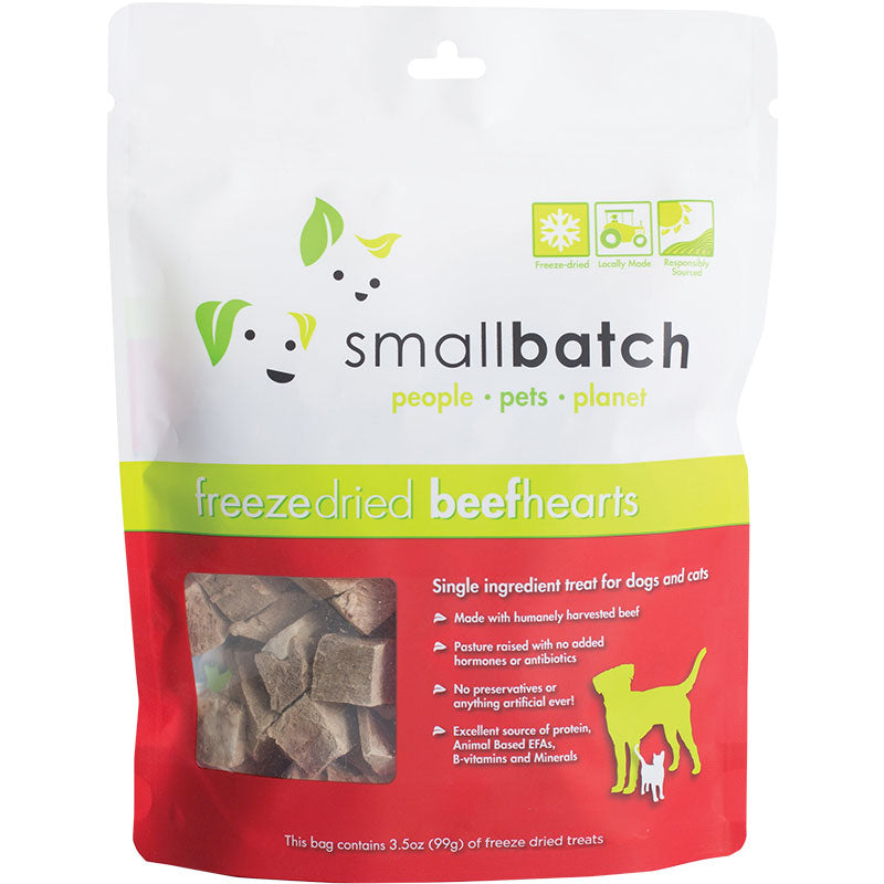 Small Batch Dog Cat Freeze Dried Beef Hearts 3.5oz {L+x}