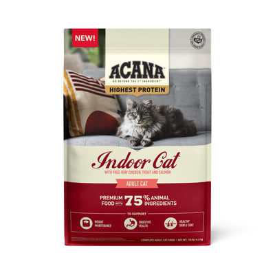 Acana Indoor Highest Protein Grain-Free Dry Cat Food Chicken, Trout & Salmon 10 lb 064992723927
