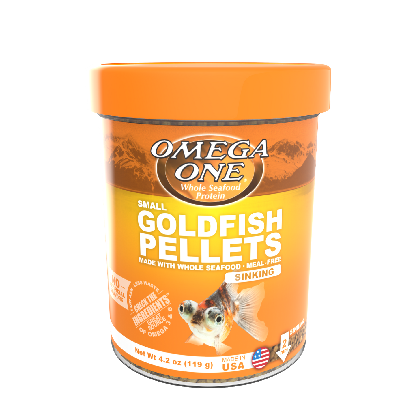 Omega One Goldfish Sinking Pellet Fish Food Small Pellets 4.2 oz 698220023611