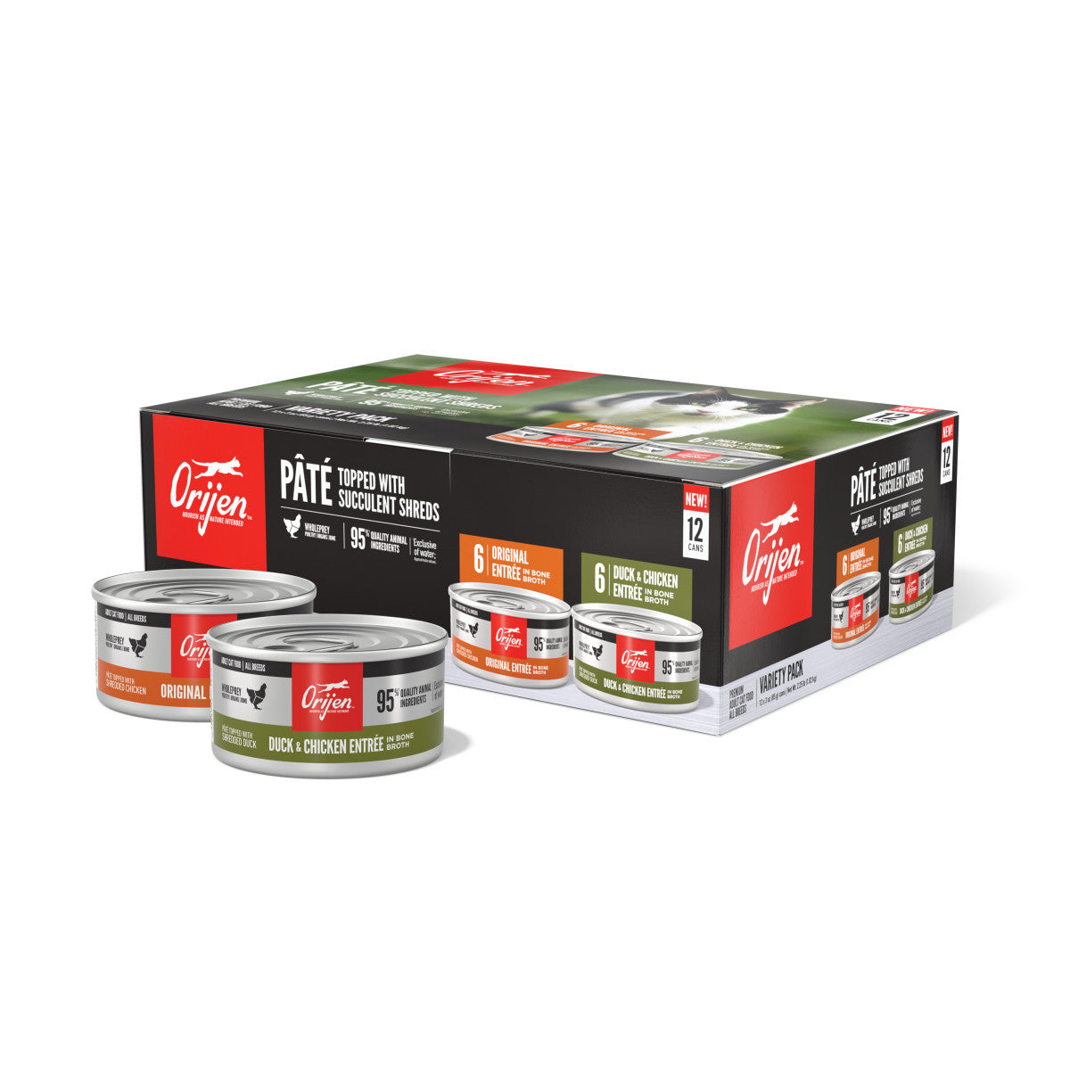 Orijen Pâté w/Shreds Canned Cat Food Variety Pack (Original & Duck/Chicken) 2ea/3 oz 064992723743