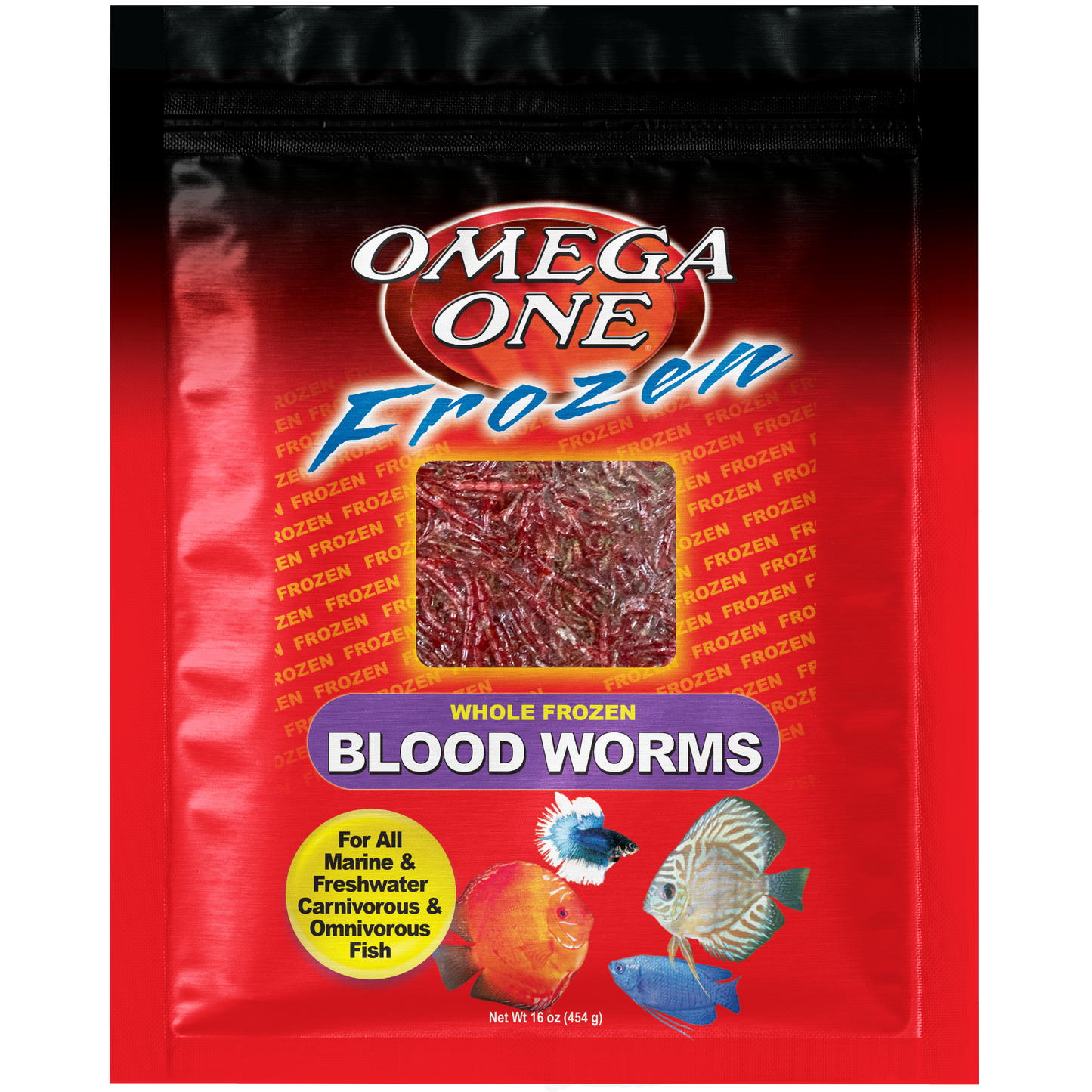 Omega One Whole Frozen Bloodworm Fish Food 16 oz SD-5 098220064018