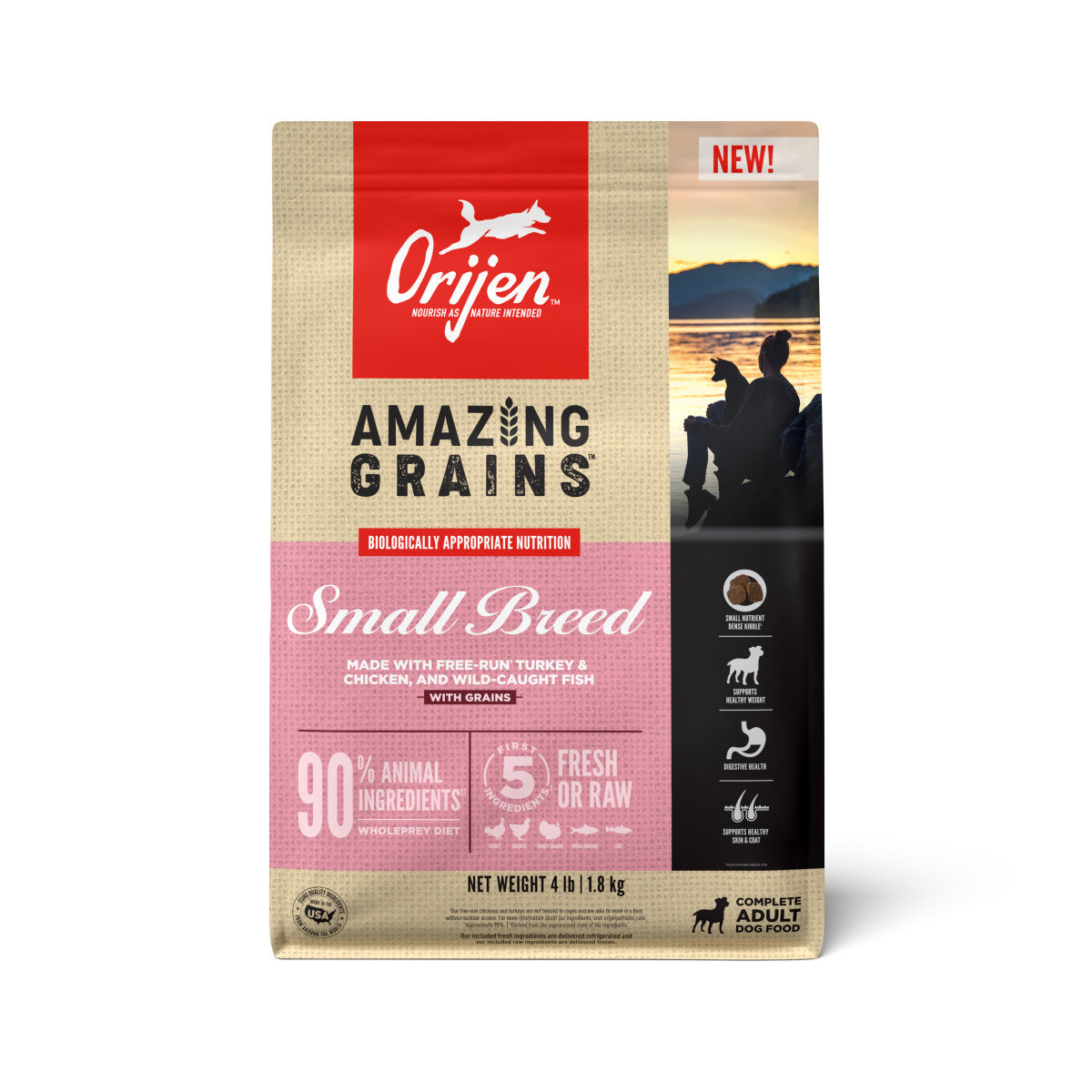 Orijen AMAZING GRAINS Small Breed Dry Dog Food Turkey, Chicken & Fish 4 lb 064992724290