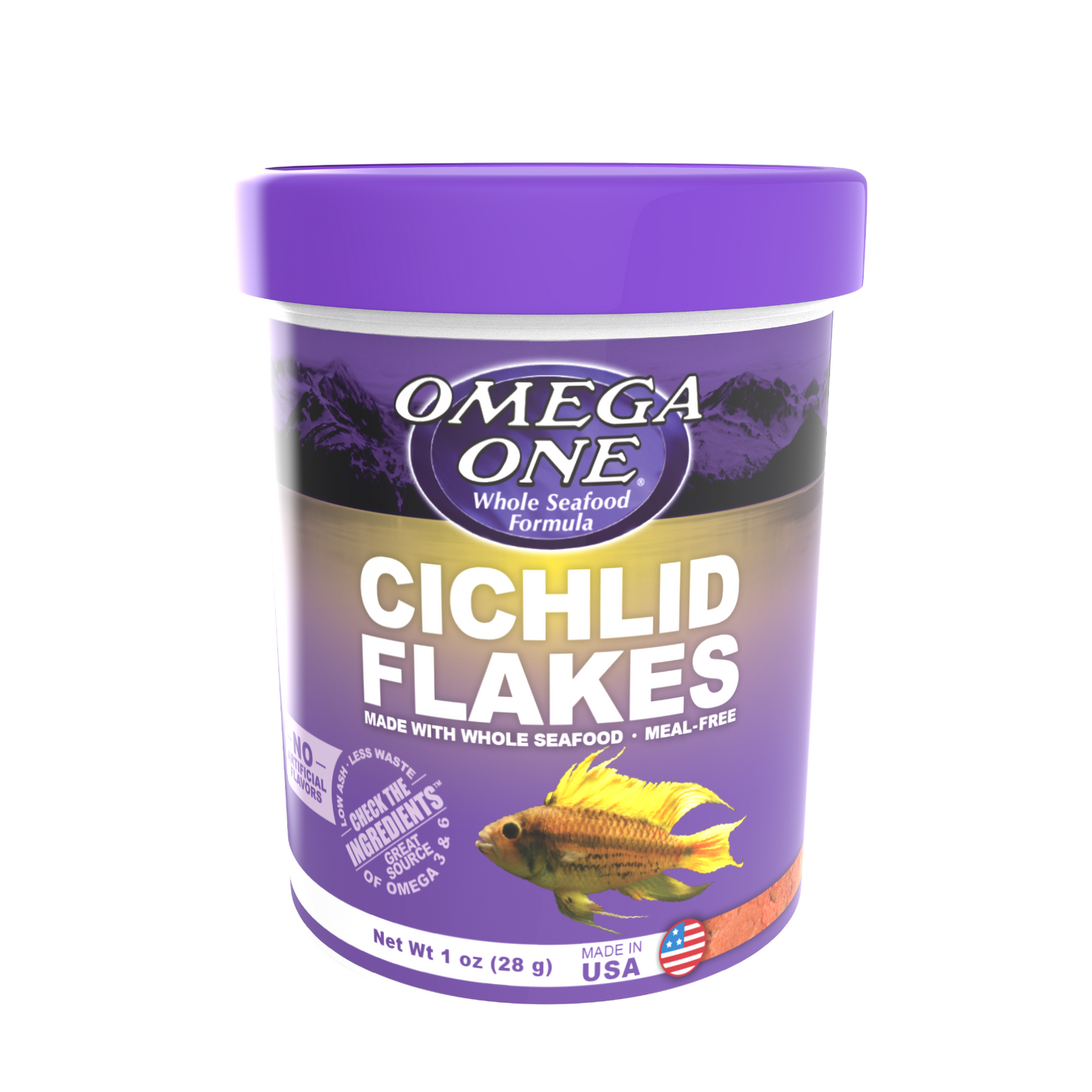 Omega One Cichlid Flakes Fish Food 1 oz 698220013315