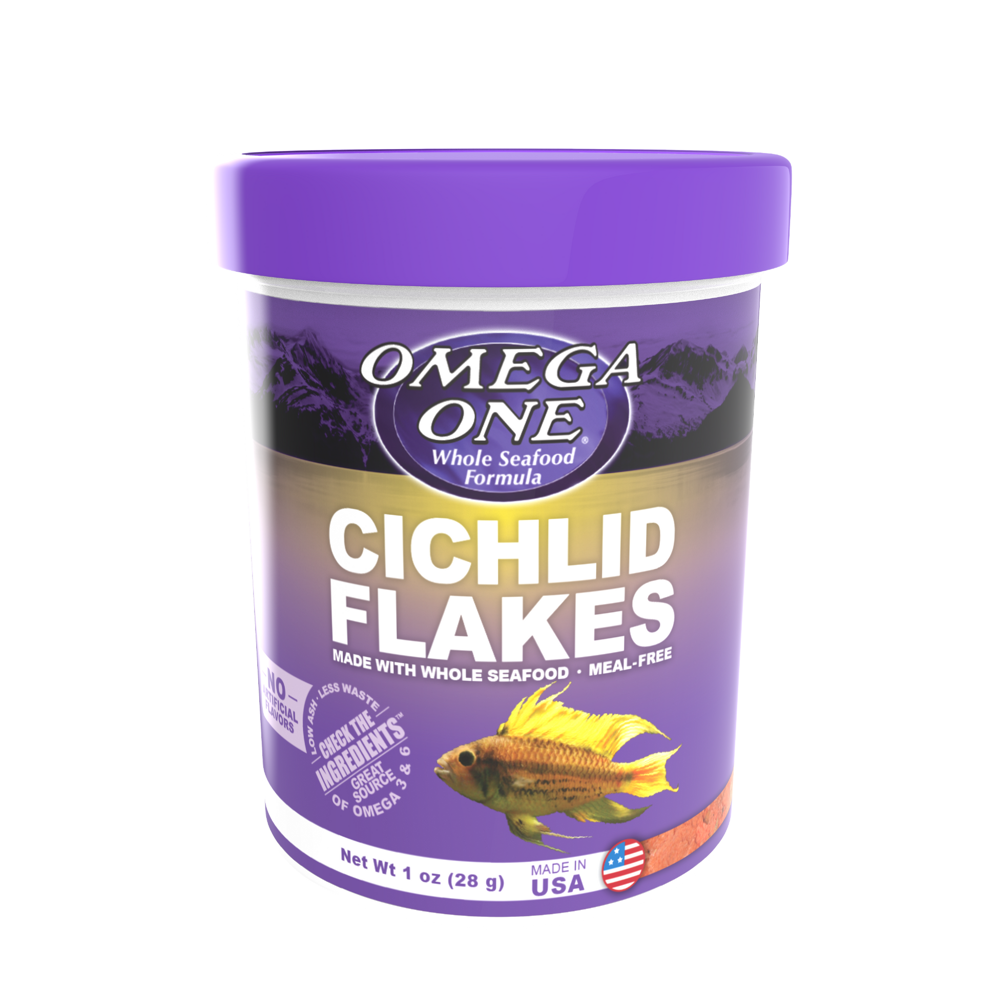 Omega One Cichlid Flakes Fish Food 1 oz 698220013315