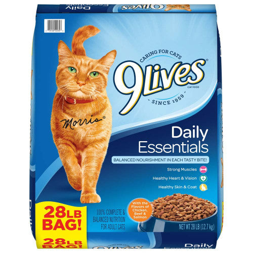9Lives Daily Essentials Dry Cat Food Chicken Beef & Salmon 28lb