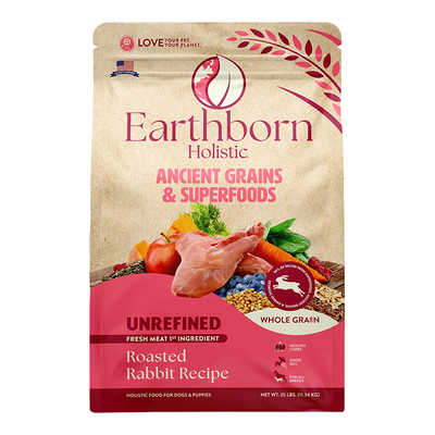 EARTHBORN DOG UNREFINED ANCIENT GRAINS RABBIT 25LB