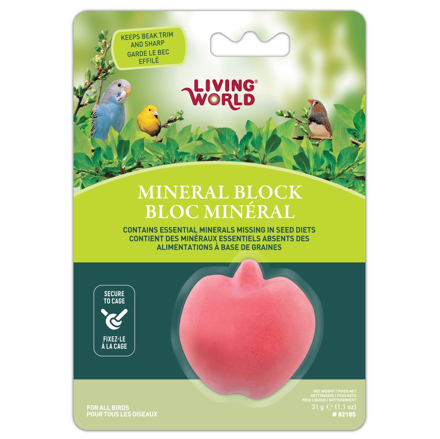 Living World Apple-Shaped Mineral Block for Birds 1.1oz - 82185 {L+7}