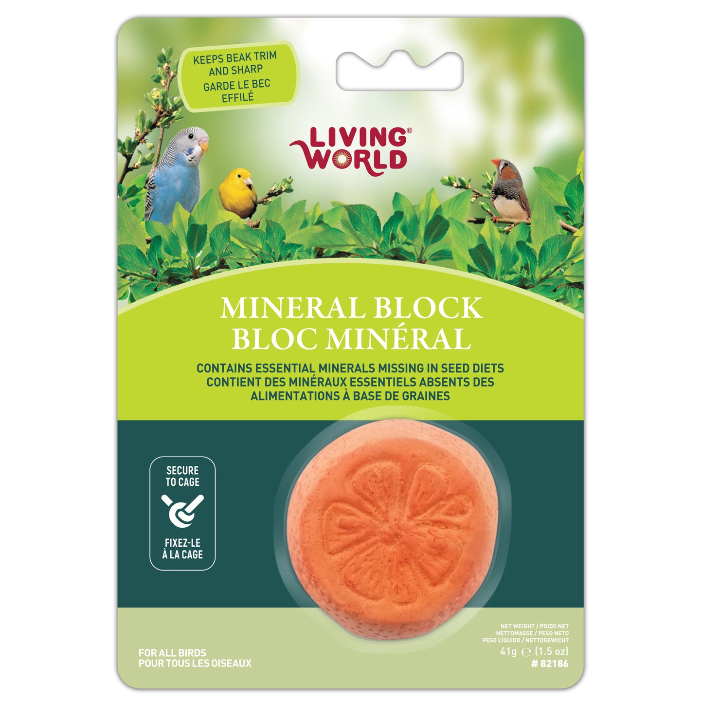 Living World Orange-Shaped Mineral Block for Birds 1.5oz - 82186 {L+7}