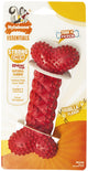 Red dog chew toy with Nylabone branding on packaging