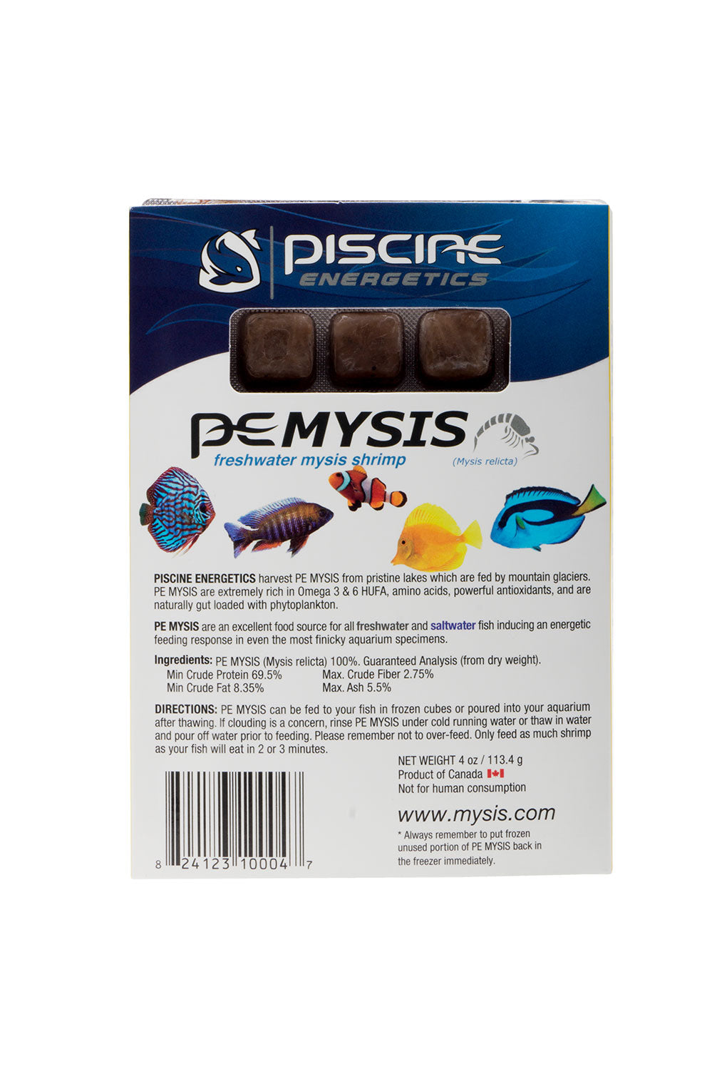 Piscine Energetics Mysis Frozen Fish Food 4 oz SD-5