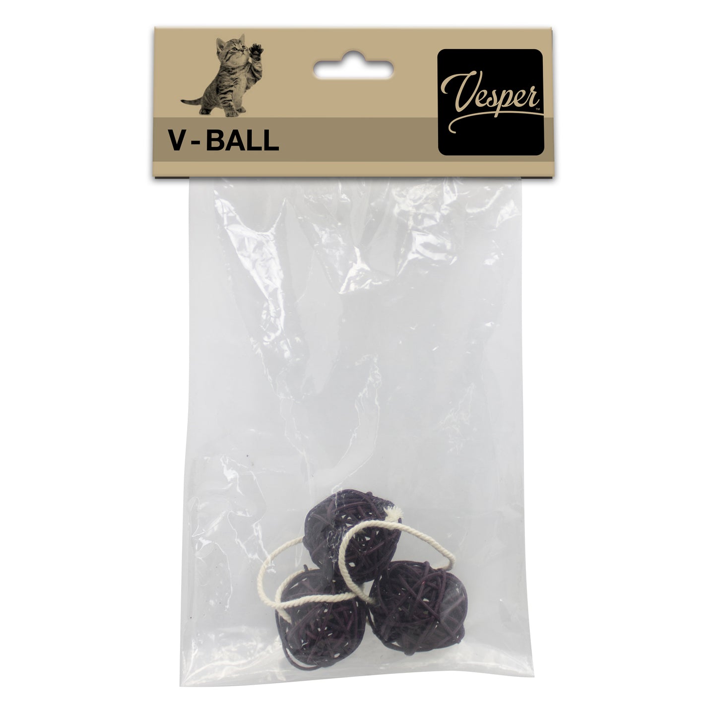 Hagen Vesper V-ball 1.6 In, 3 Pk With String, Brown 52185