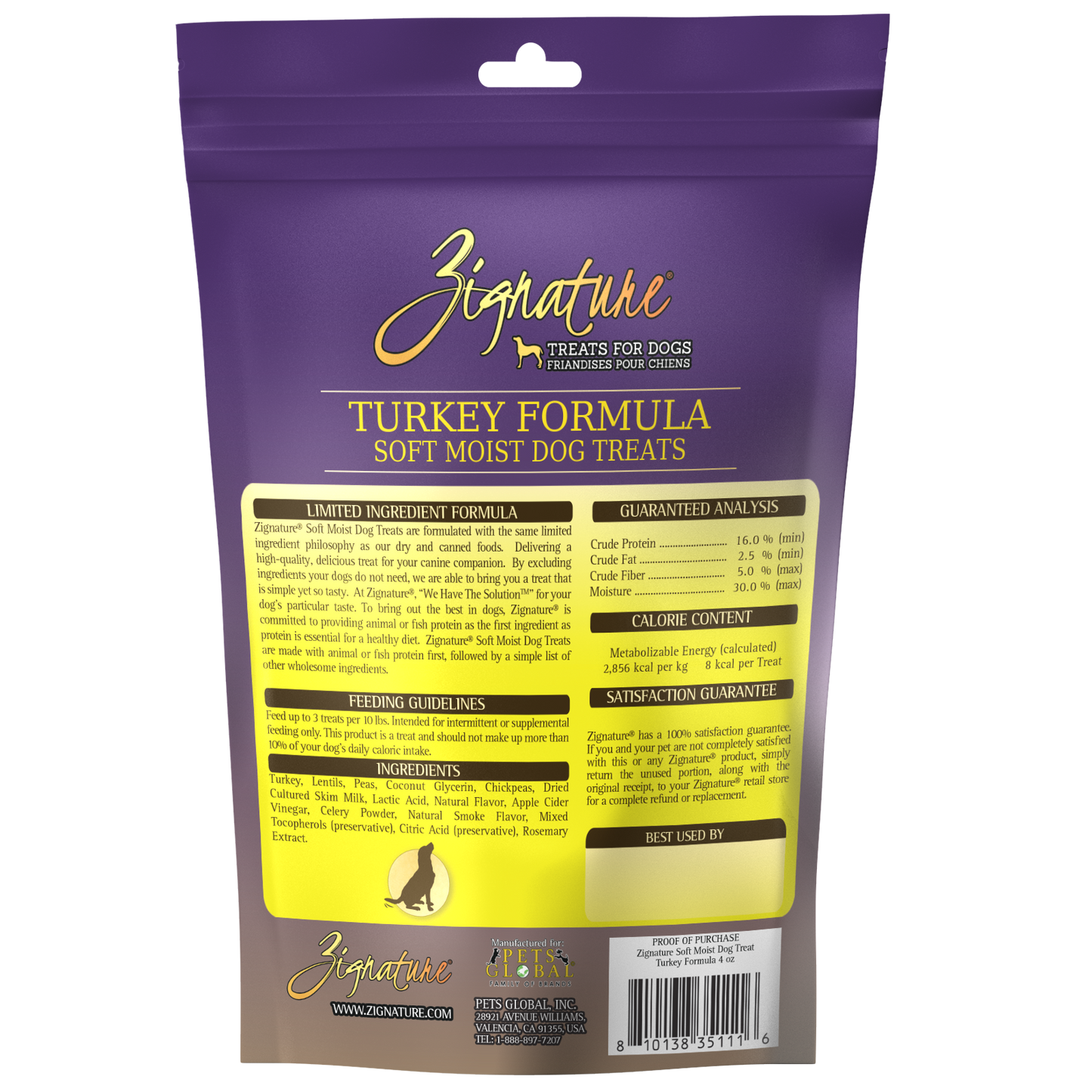 Zignature Turkey Soft Moist Treats For Dog 4 oz