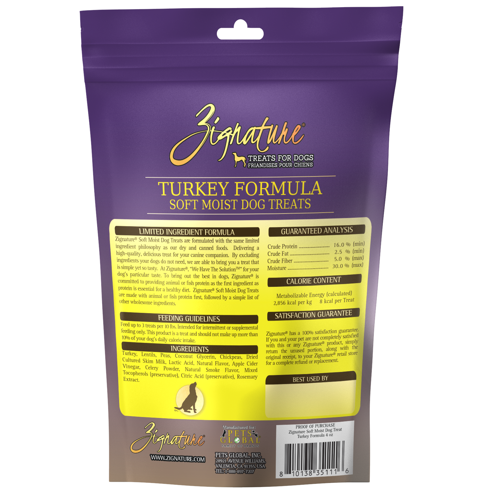 Zignature Turkey Soft Moist Treats For Dog 4 oz