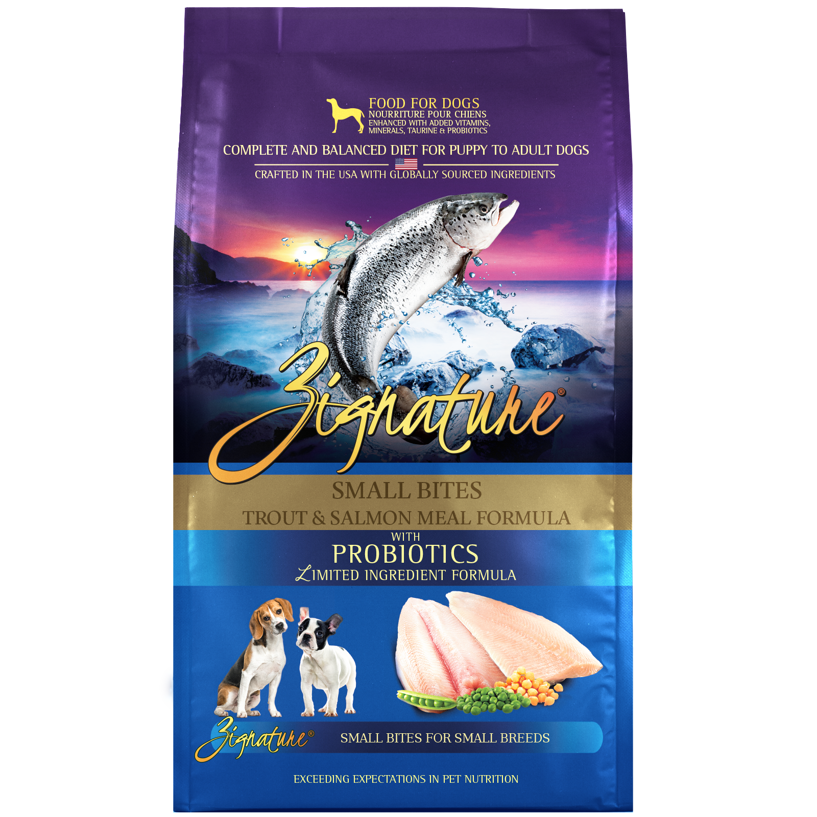 Zignature Trout & Salmon Meal Formula Small Bites Dry Dog Food 4 lb
