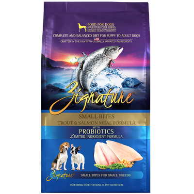 Zignature Trout & Salmon Meal Formula Small Bites Dry Dog Food 4 lb