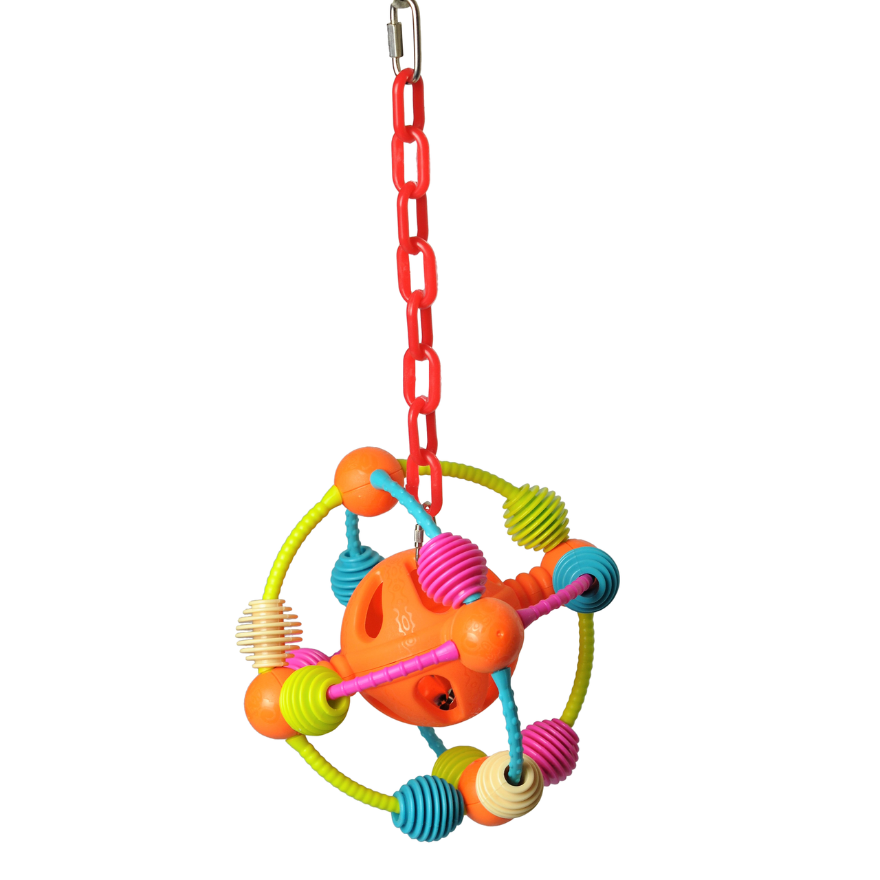 A & E Cages Happy Beaks Space Ball on a Chain Bird Toy One Size