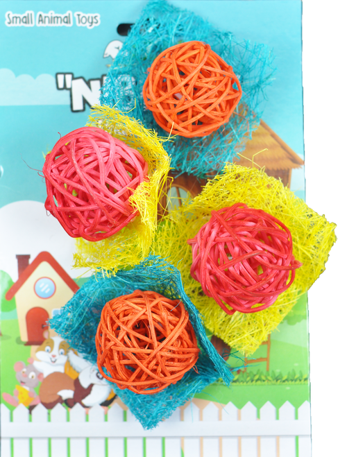 A & E Cages Nibbles Small Animal Loofah Chew Toy Bon Bons - Small - Pet