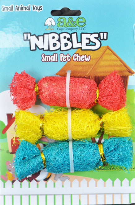A & E Cages Nibbles Small Animal Loofah Chew Toy Candies - Small - Pet