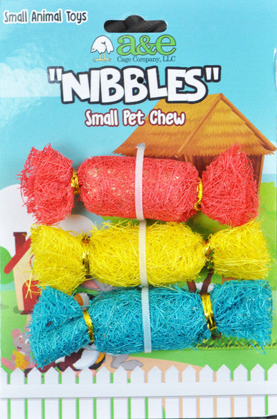 A & E Cages Nibbles Small Animal Loofah Chew Toy Candies - Small - Pet
