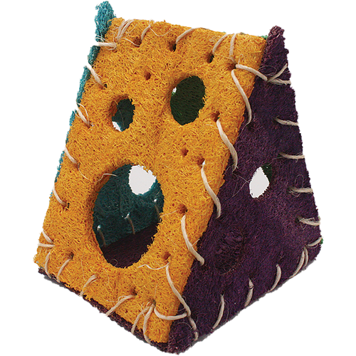 A & E Cages Nibbles Small Animal Loofah Chew Toy Cheese House - Small - Pet