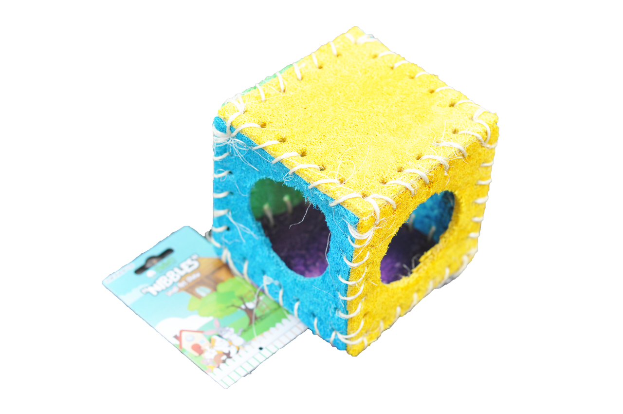 A & E Cages Nibbles Small Animal Loofah Chew Toy Cube