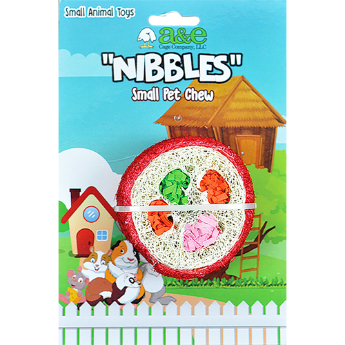 A & E Cages Nibbles Small Animal Loofah Chew Toy Deluxe Sushi Roll - Small - Pet
