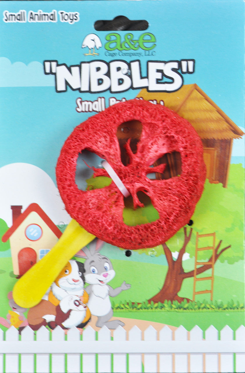 A & E Cages Nibbles Small Animal Loofah Chew Toy Lollipop