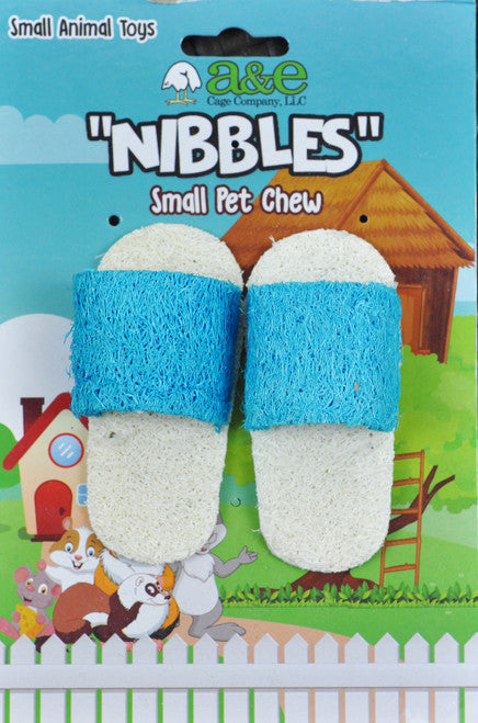 A & E Cages Nibbles Small Animal Loofah Chew Toy Sandals - Small - Pet