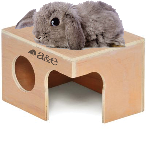 A & E Cages Small Animal Hut Rabbit Wood 14 inches X 9 3/4 8 1/4 - Small - Pet