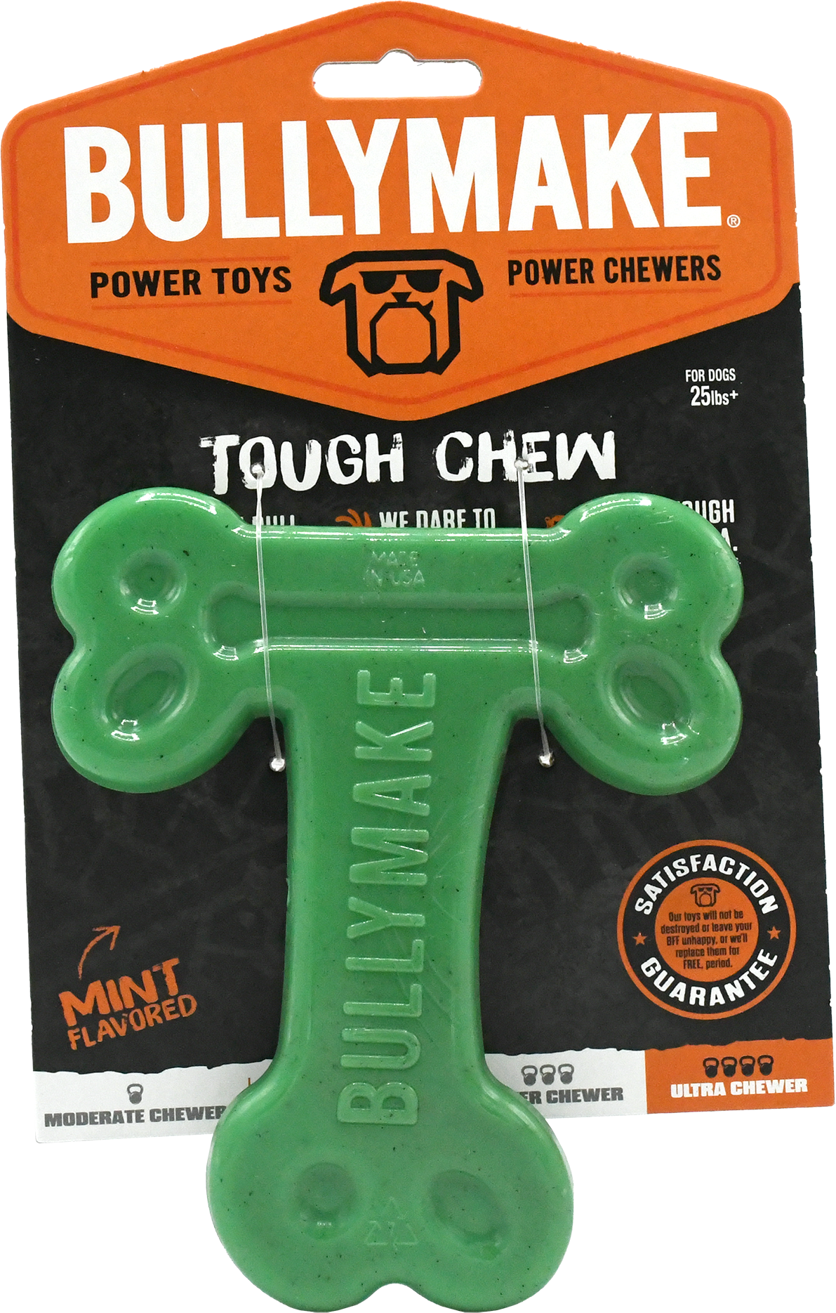 BullyMake Toss n' Treat Flavored Dog Chew Toy T-Bone Mint 669125001622