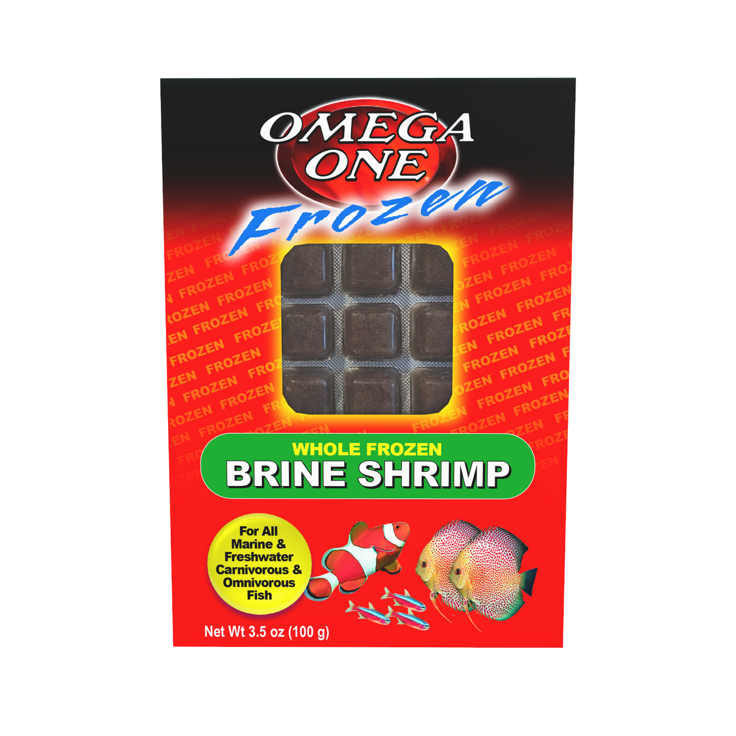 Omega One Whole Frozen Brine Shrimp Cube Pack Fish Food 3.5 oz SD-5 098220061314