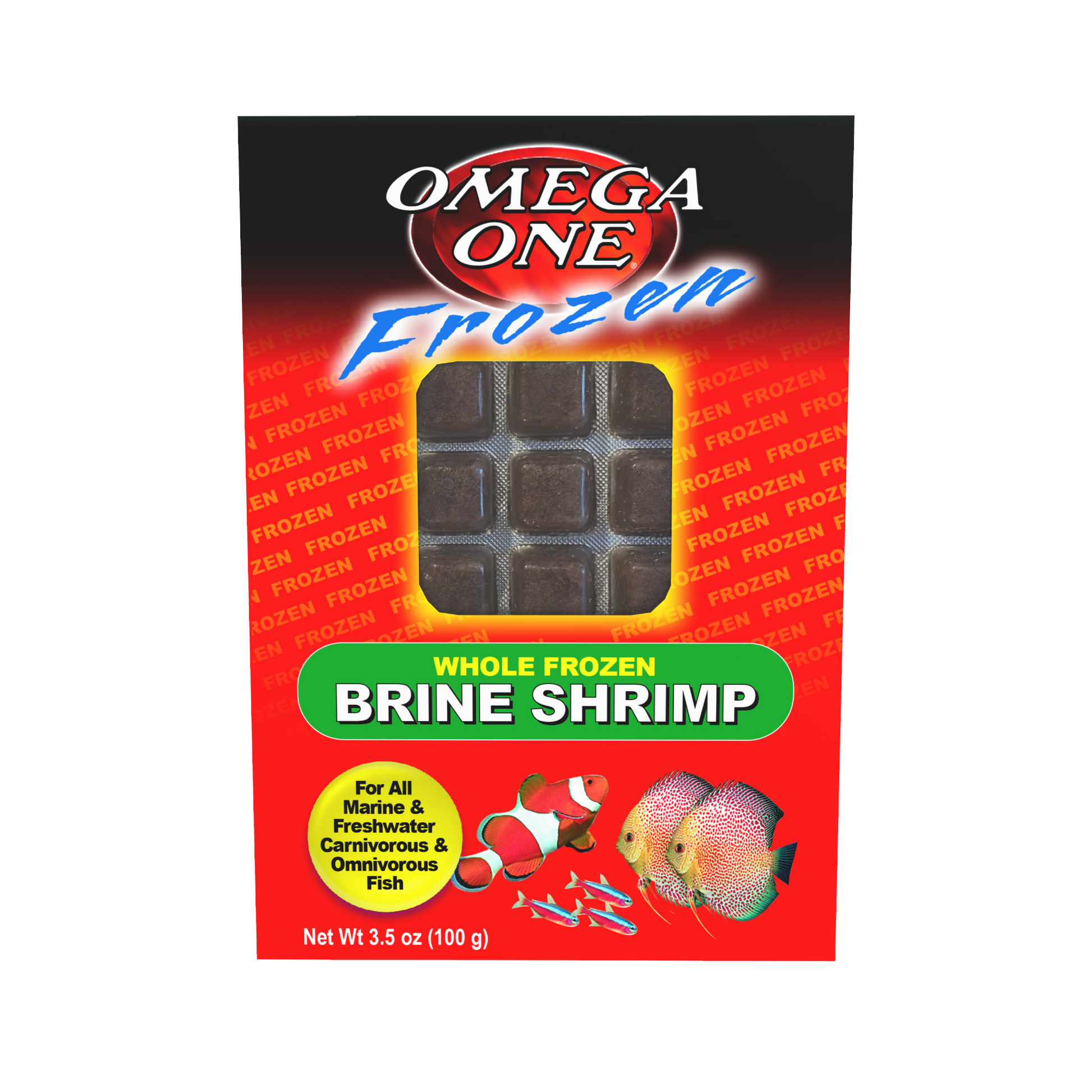 Omega One Whole Frozen Brine Shrimp Cube Pack Fish Food 3.5 oz SD-5 098220061314