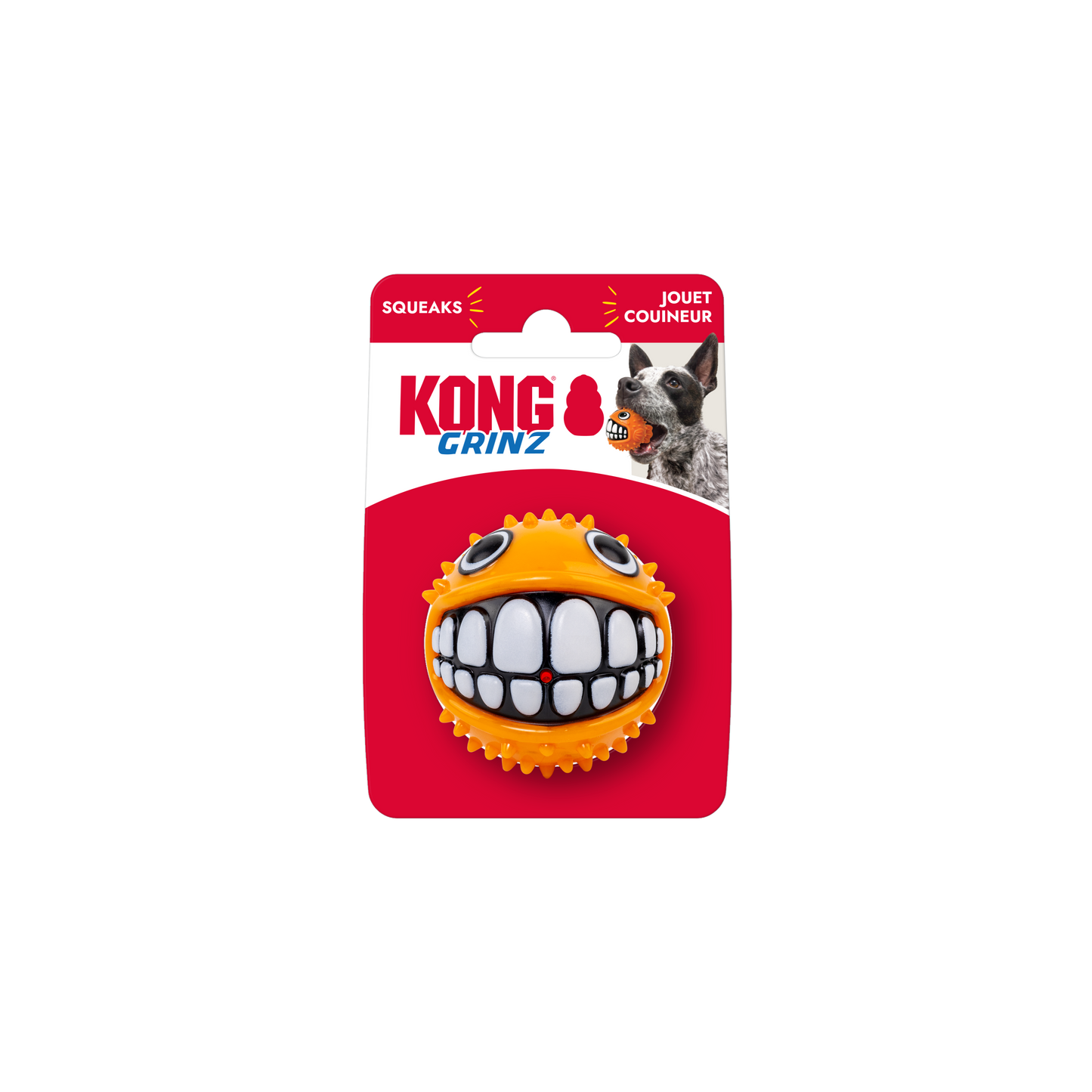 KONG Grinz Puffer Fish Dog Toy Orange Small 035585492100