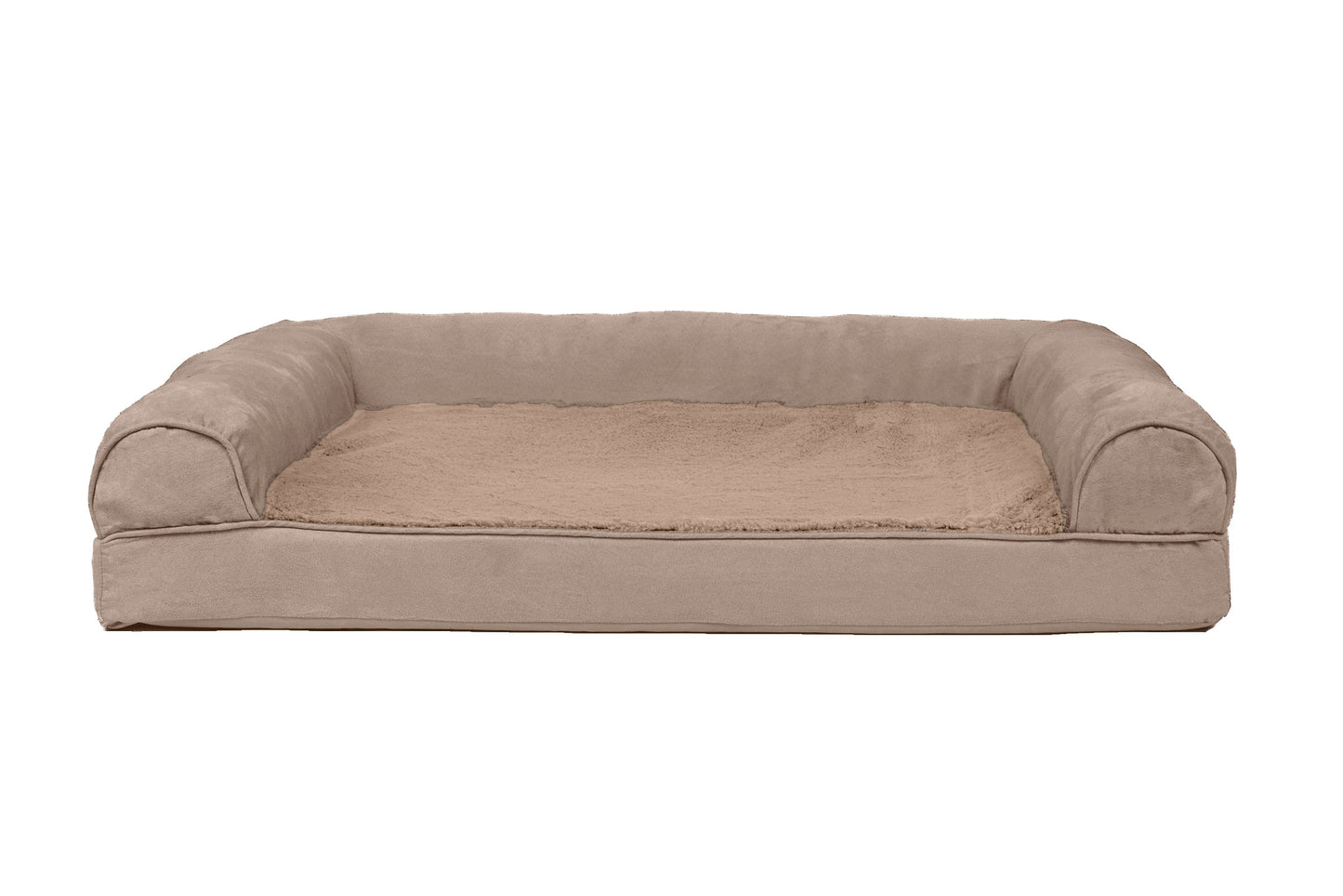 Fur Haven Pet Products Plush & Suede Sofa Orthopedic Pet Bed Almondine Large 842229125733