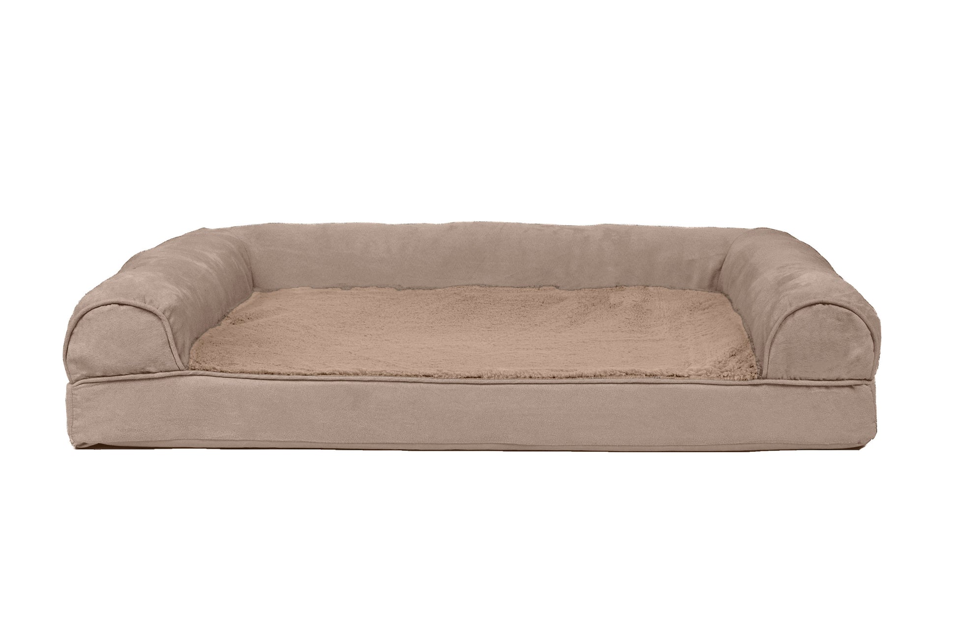 Fur Haven Pet Products Plush & Suede Sofa Orthopedic Pet Bed Almondine Large 842229125733