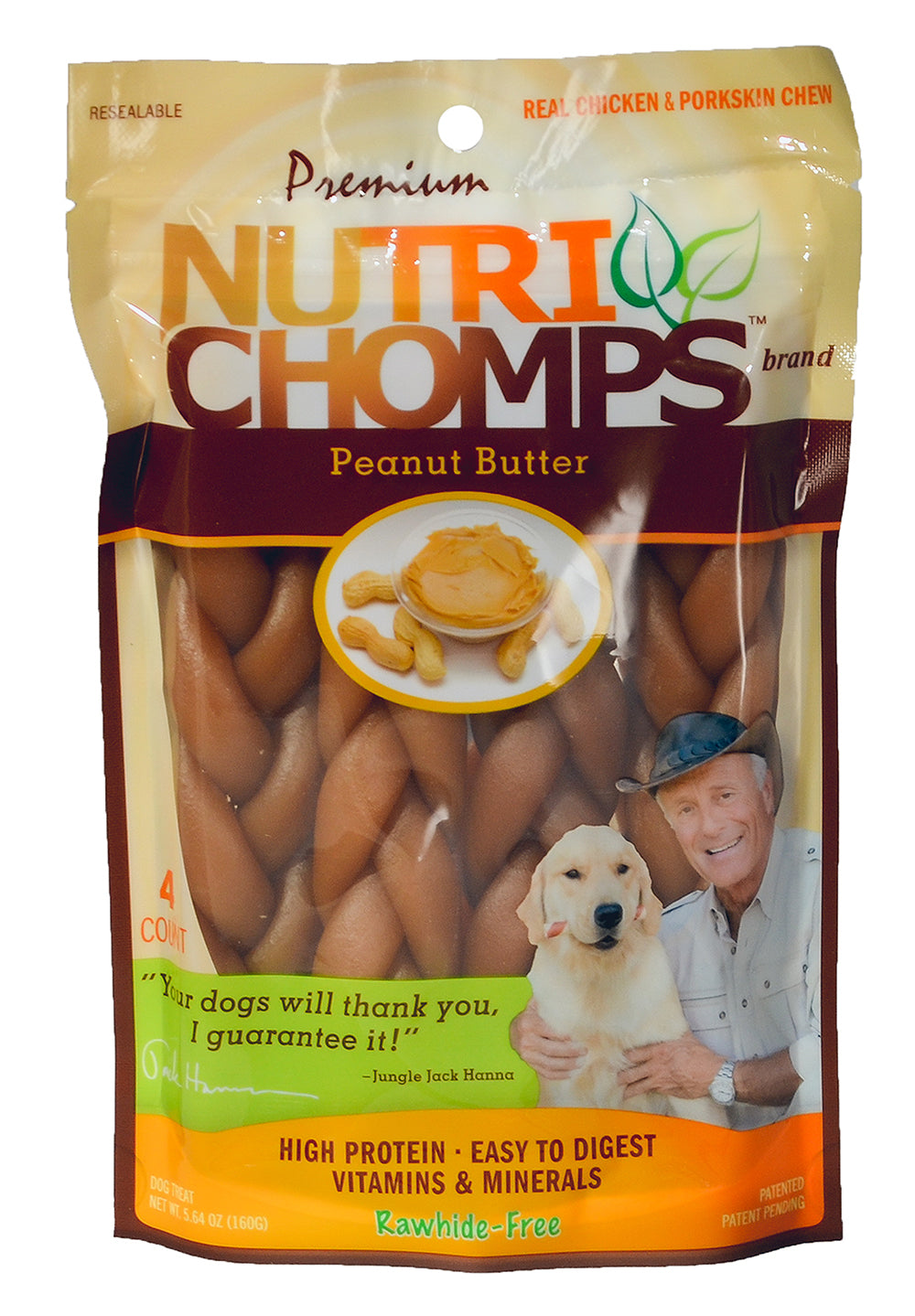 Scott Pet Nutri Chomps Peanut Butter Flavor Braid Dog Treats 4 ct 015958988232