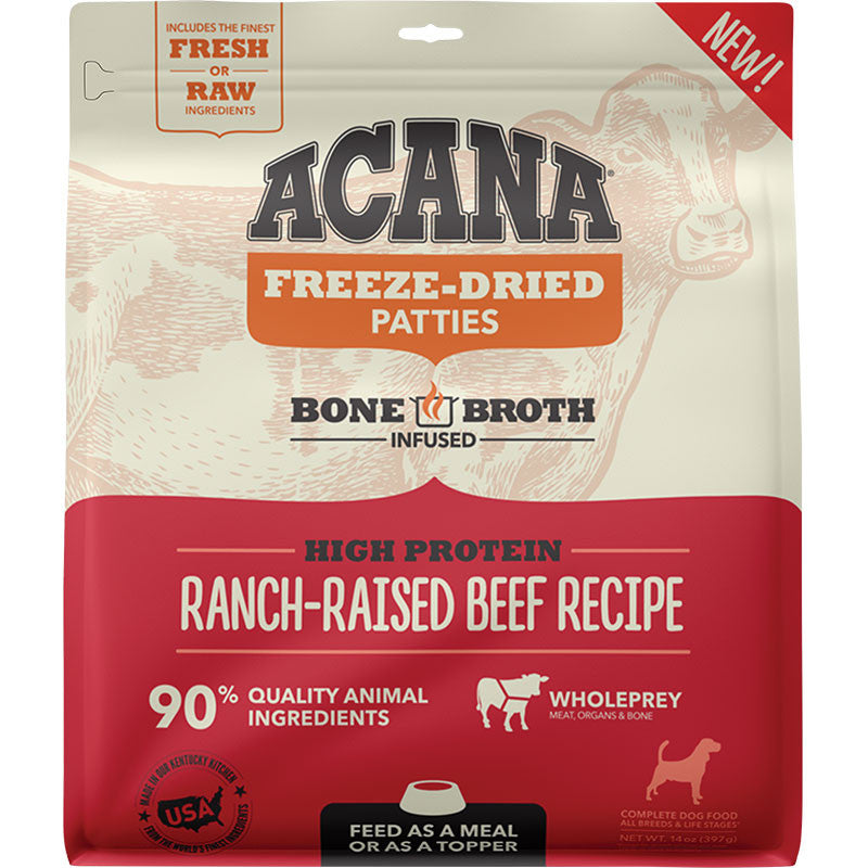 Acana Dog Grain Free Freeze Dried Patties Beef 14oz 064992715670