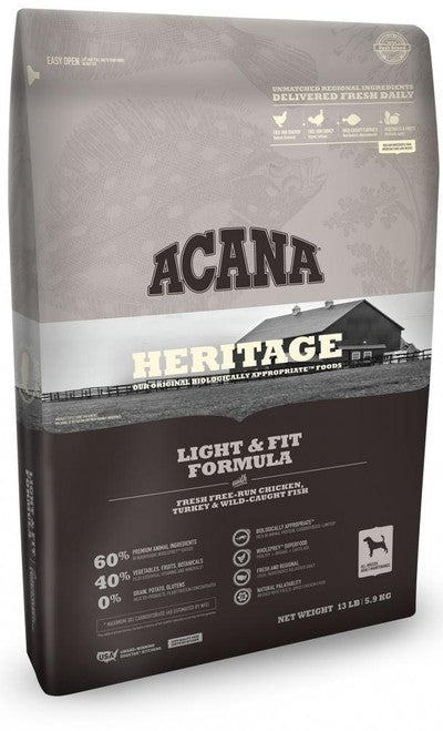 Acana Heritage Light and Fit Formula Grain Free Dry Dog Food - 25 - lb - {L + x}