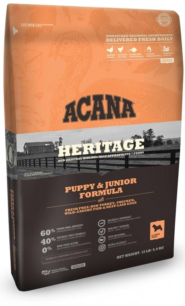 Acana Heritage Puppy and Junior Formula Grain Free Dry Dog Food-25-lb-{L+x} 064992506254