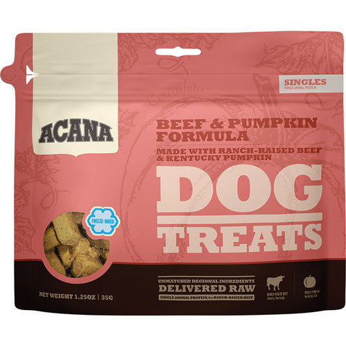 Acana Singles Beef and Pumpkin Dog Treats 1.25oz{L + x}