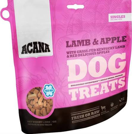 Acana Singles Grain Free Limited Ingredient Diet Lamb And Apple Formula Dog Treats-1.25-oz-{L+x} 064992710354
