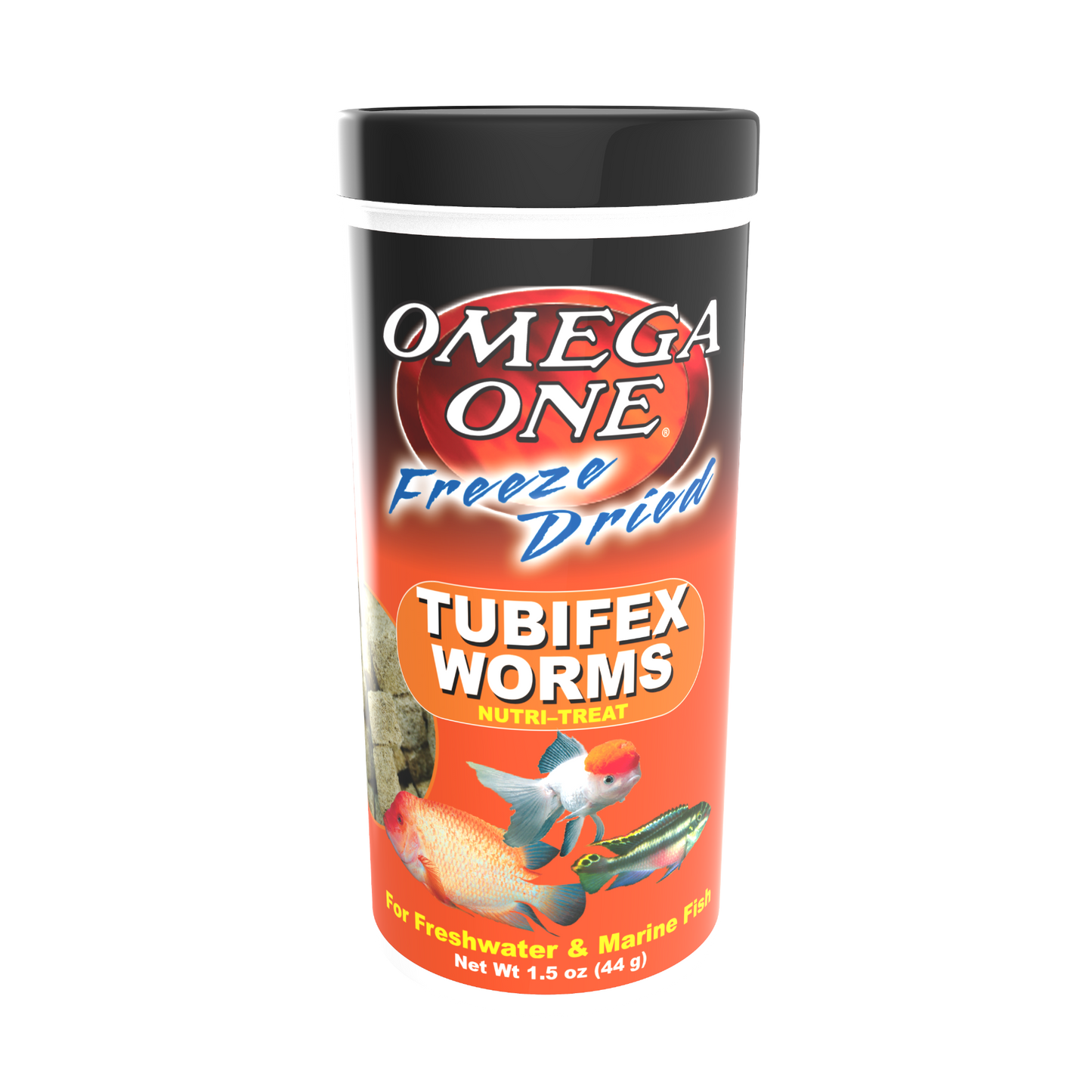 Omega One Freeze Dried Tubifex Worm Fish Food 1.5 oz 698220004313