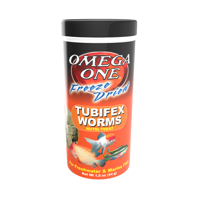 Omega One Freeze Dried Tubifex Worm Fish Food 1.5 oz 698220004313