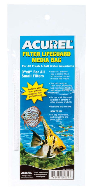 Acurel Filter Lifeguard Media Bag White 3 in x 8 - Aquarium