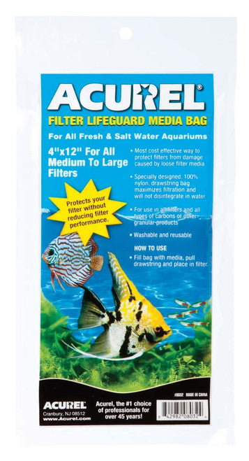 Acurel Filter Lifeguard Media Bag White 4 in x 12 - Aquarium