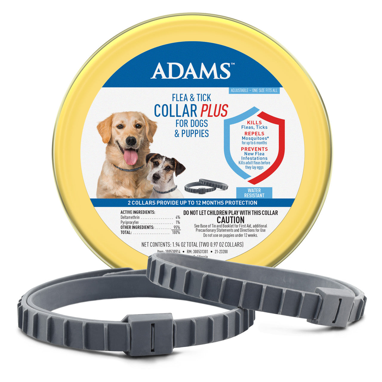 Adams Flea & Tick Collar Plus for Dogs & Puppies 2 Pack